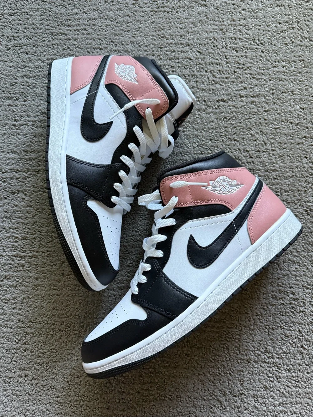 Jordan Mid-Top Sneakers in White, Black and Pink Men’s 12